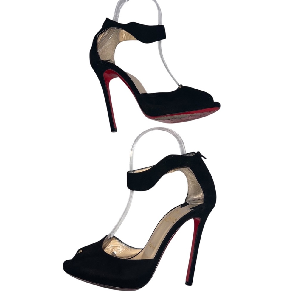 Christian Louboutin Black Peep-Toe Heels - Picture 7 of 11